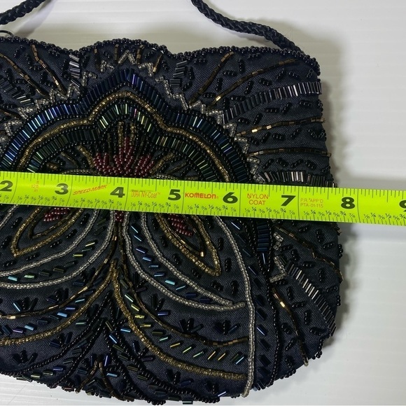 Carla Marchi black multi color beaded evening purse shoulder bag EUC - Picture 7 of 13